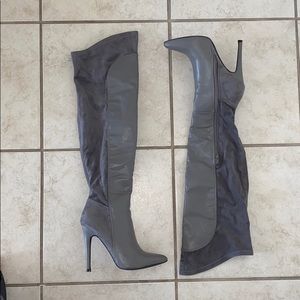 Shoe Dazzle Gray Over-the-Knee Stiletto Boots